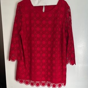 Talbots Vibrant Red Lace Blouse